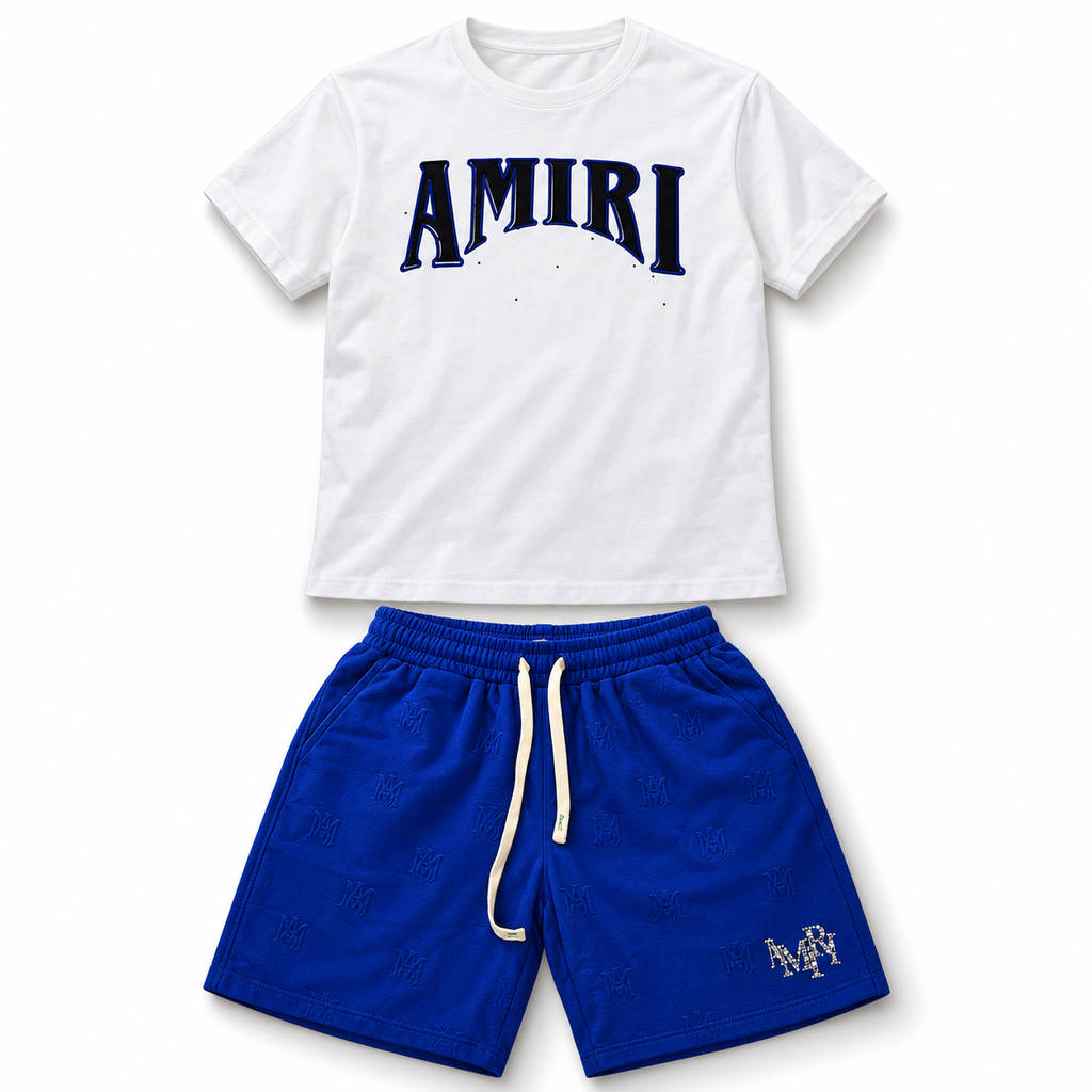 Conjunto AMIRI blanco y azul eléctrico