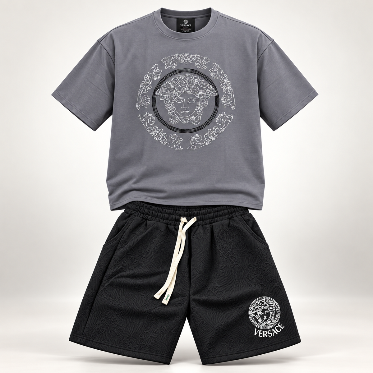 🔥 Conjunto Medusa Crystal Gris y Negro