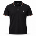 Polo Ralph Lauren negro con cuello a rayas