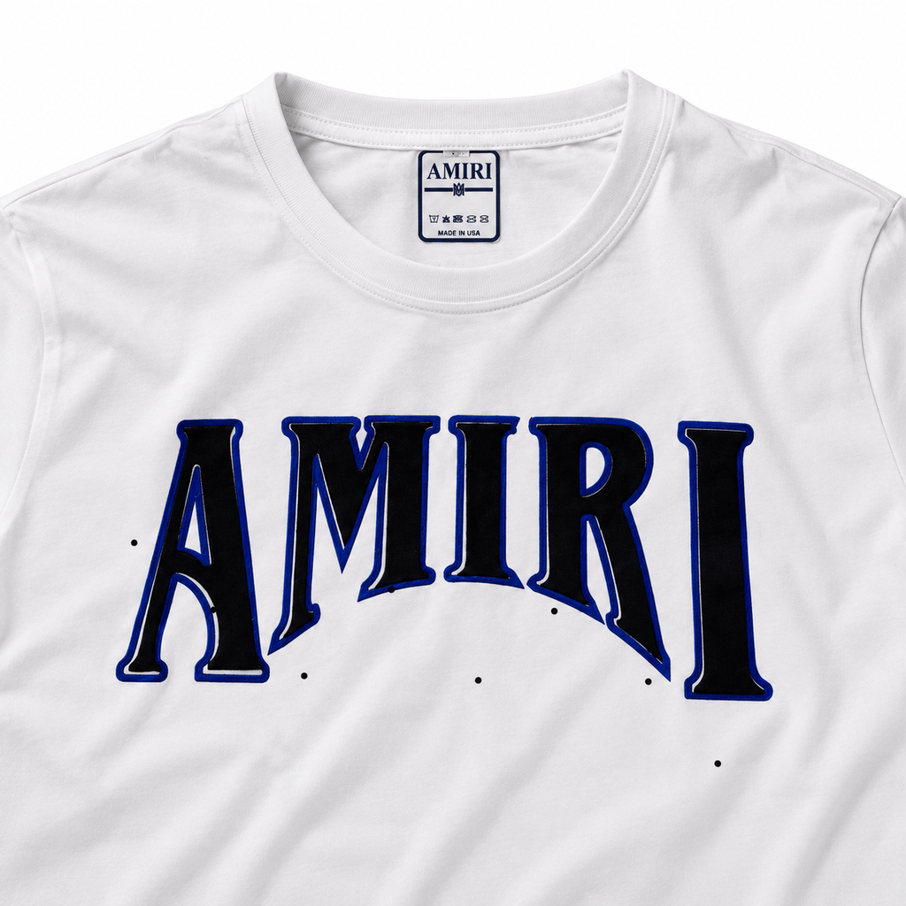 Conjunto AMIRI blanco y azul eléctrico