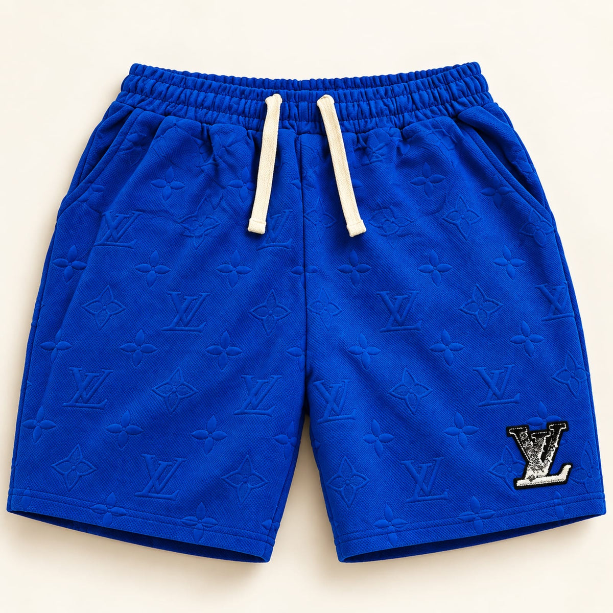 Short azul con textura en relieve