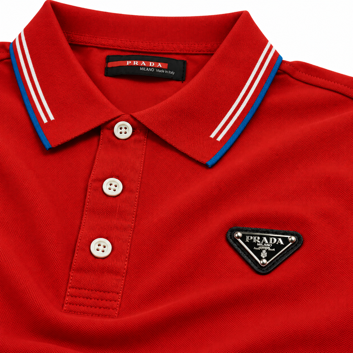 🔴 Polo rojo con logo Prada