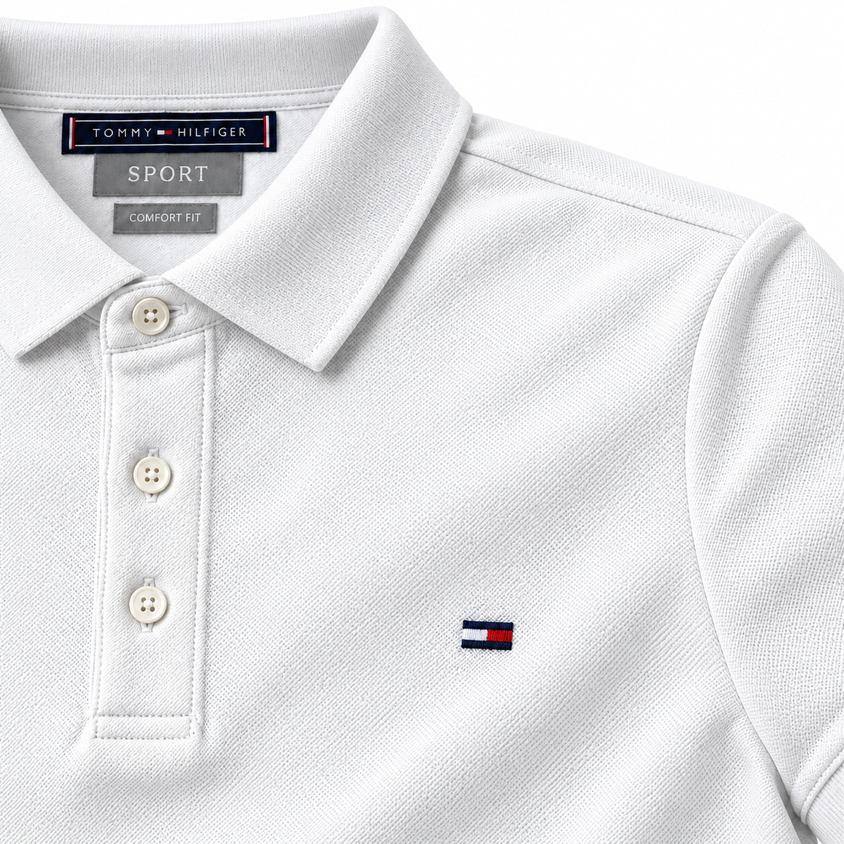 Polo Tommy Hilfiger Sport blanco con logo en el pecho