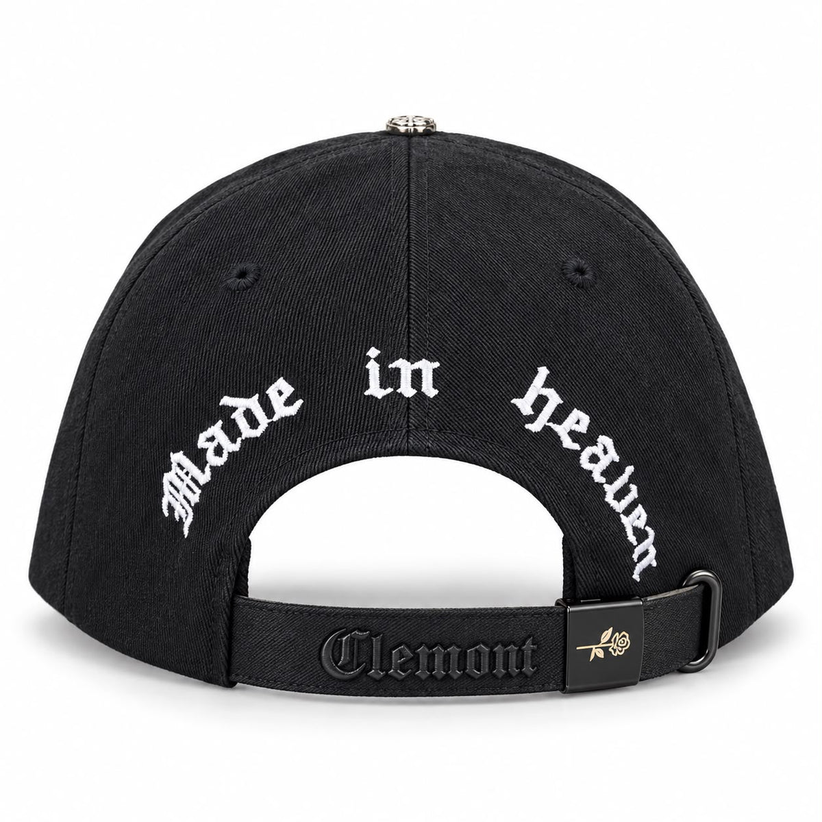🧢 Gorra Clemont “Made in Heaven” – Negra con Rosa Bordada