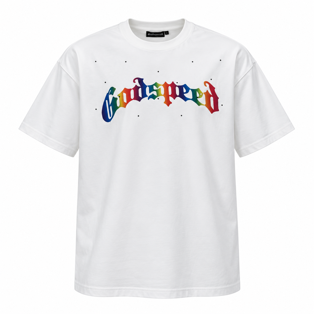 🤍 Camiseta Godspeed Goblin Rainbow – Blanca