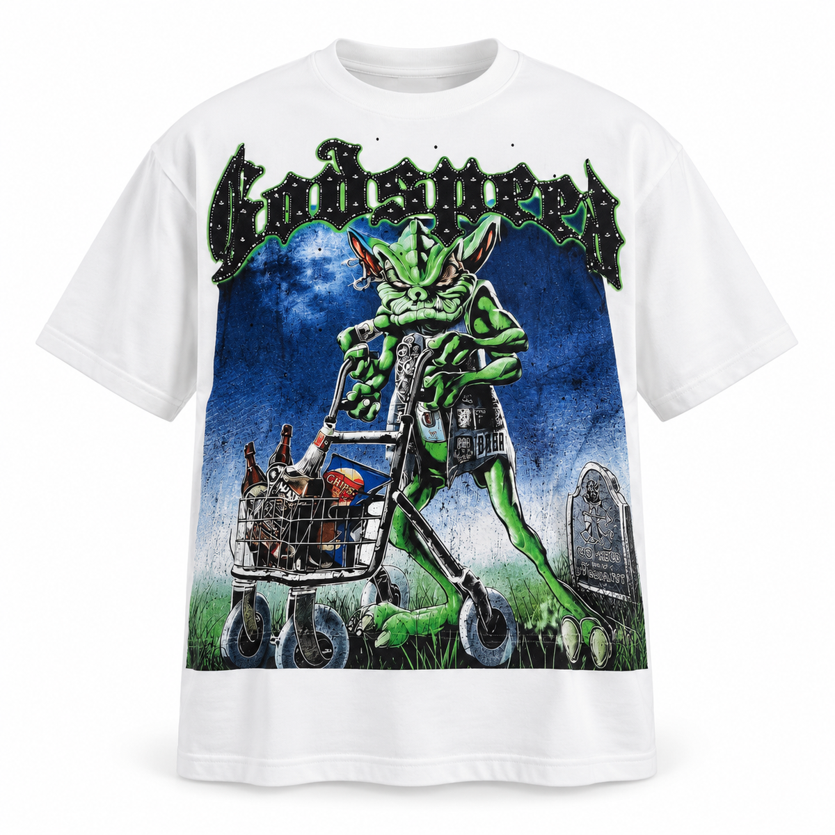 🤍 Camiseta Godspeed Goblin Rainbow – Blanca