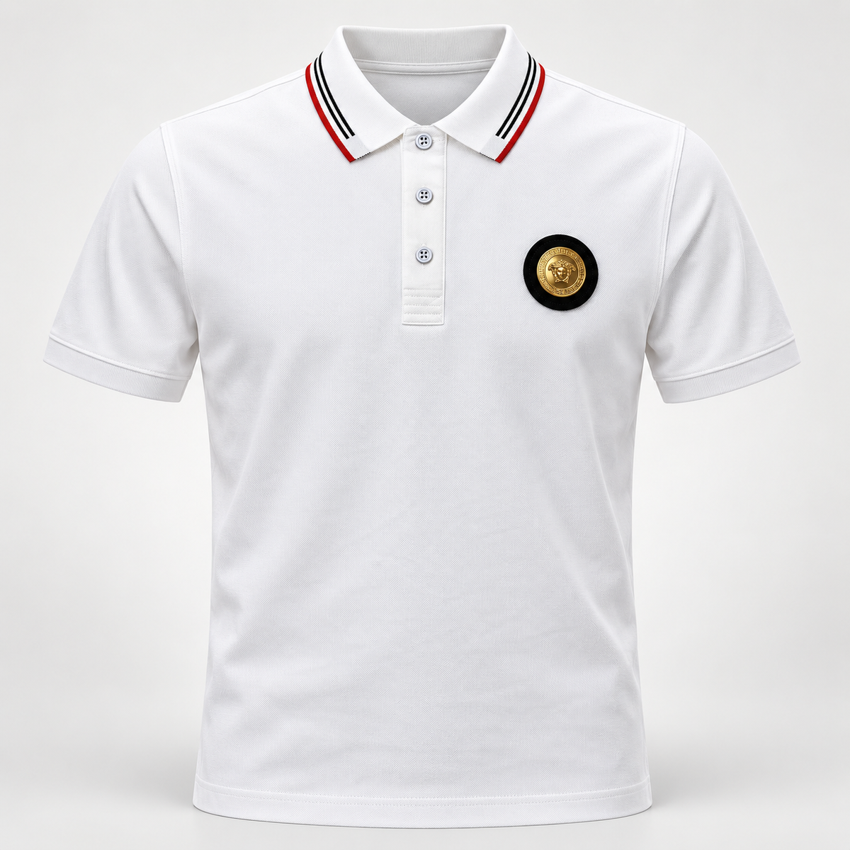 Polo Versace Blanco con Medallón Dorado