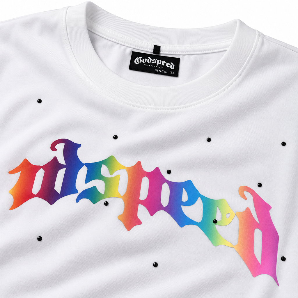 🤍 Camiseta Godspeed Goblin Rainbow – Blanca