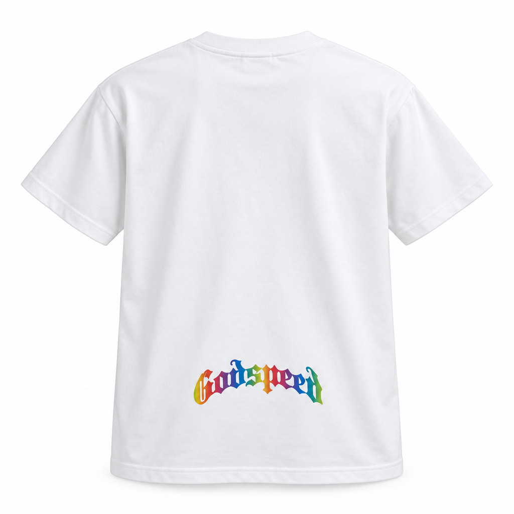 🤍 Camiseta Godspeed Goblin Rainbow – Blanca